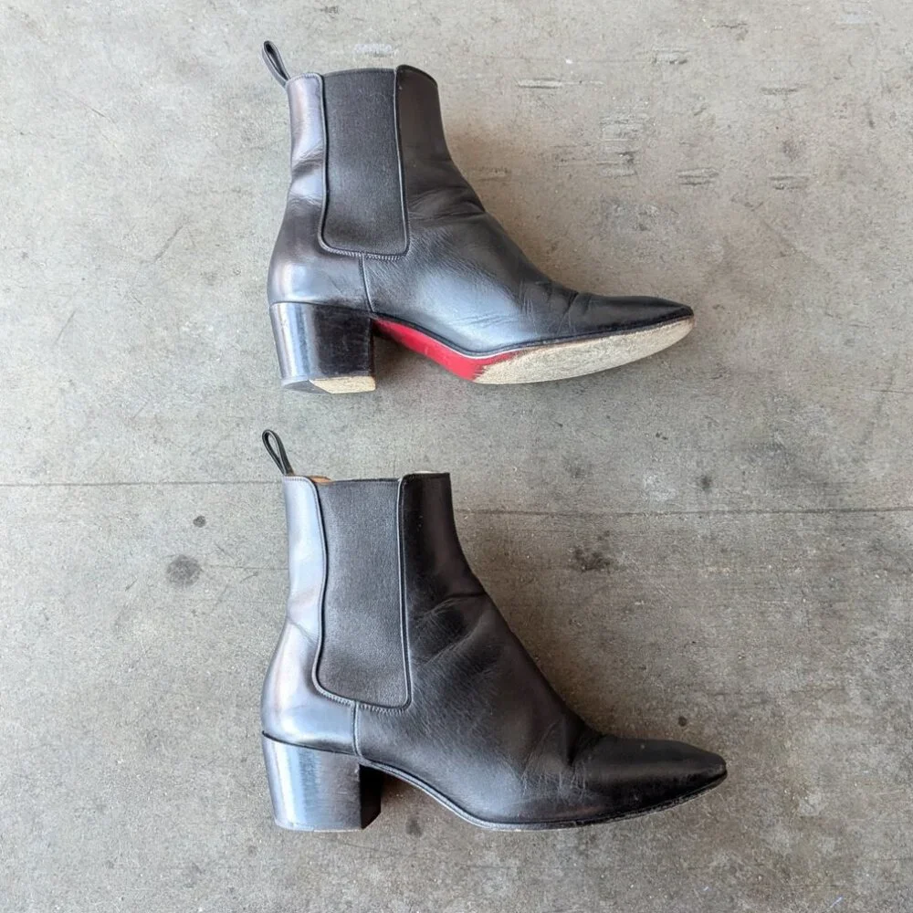 Christian Louboutin Black Leather Ankle Chelsea Boots size 36.5